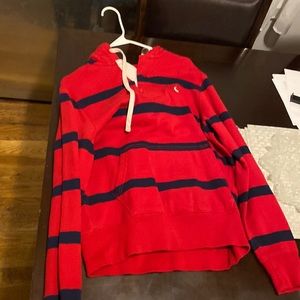 Red/ Navy polo button hoodie | men’s medium